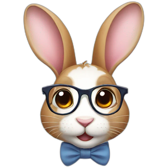 Sweet rabbit with glasses emoji