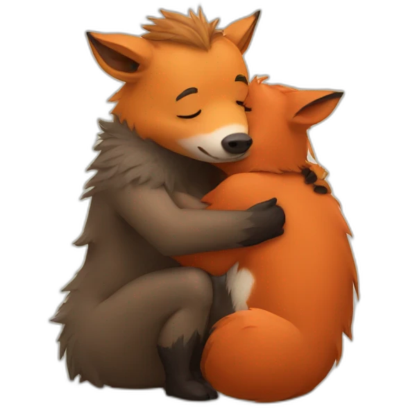 boar hugs fox emoji