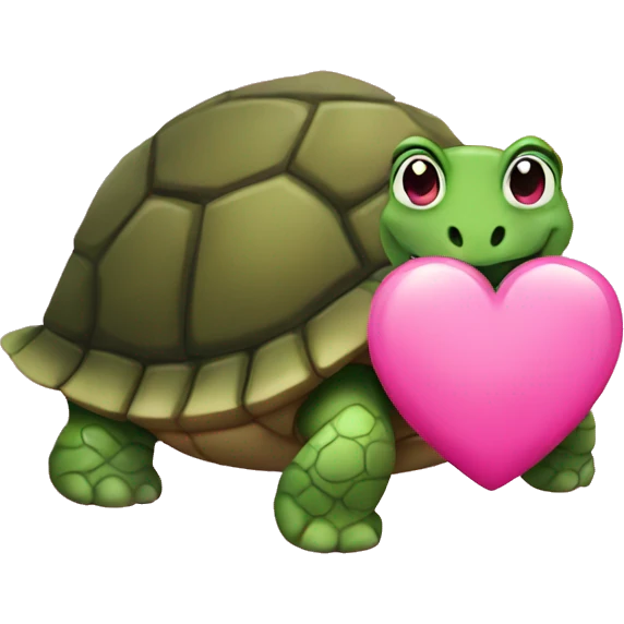 Turtle holding a pink hear emoji