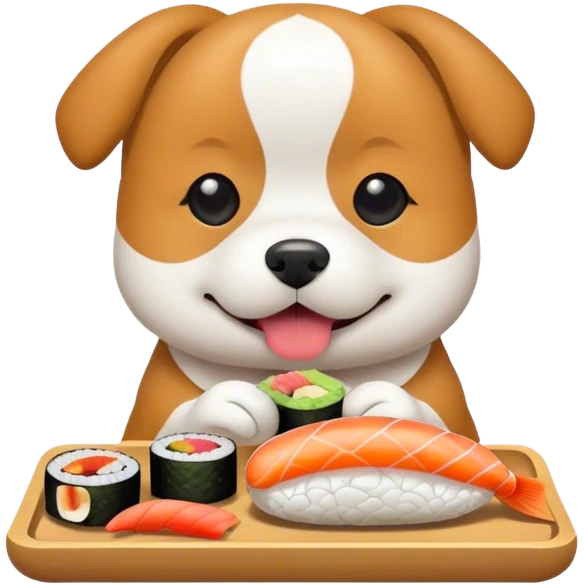 dog eating sushi emoji