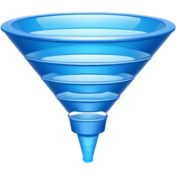 futuristic blue sales funnel with 6 levels emoji