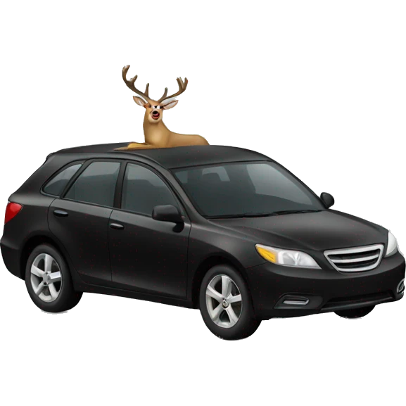 A deer driving a black car emoji