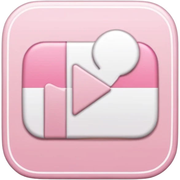Símbolo do YouTube em tons rosa claro e branco com contorno branco, efeito adesivo, estilo emoji de iPhone. emoji