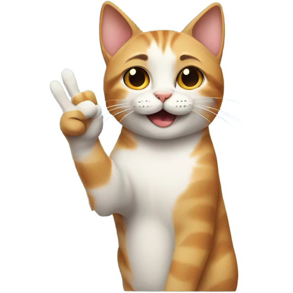 cat doing a peace sign emoji