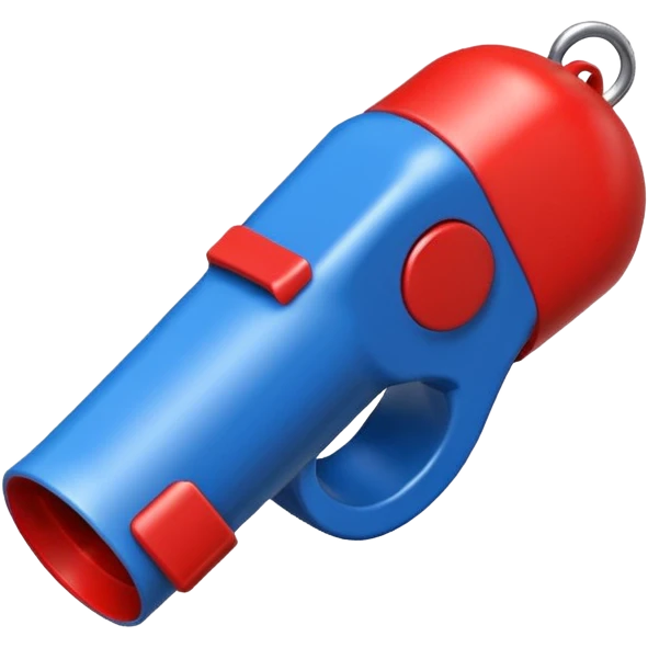 whistle in blue (#00A3E0) and red (#F9423A)  emoji