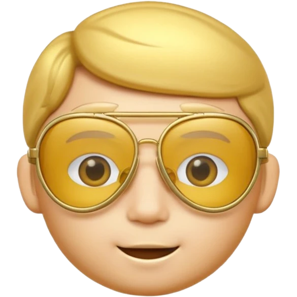 A 3D cartoon golden-yellow aviator Glasses, metallic frame with clear lenses, gentle highlights, Memoji-style. only glasses emoji