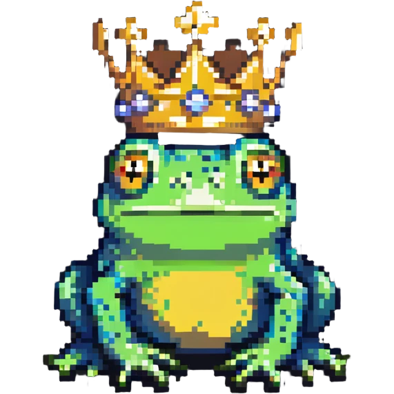 frog wearing a crown emoji