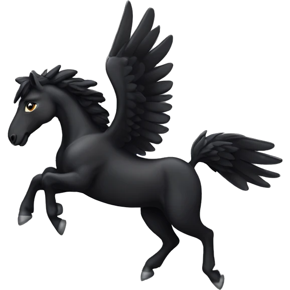 Sleek black Pegasus galloping with wings spread out emoji