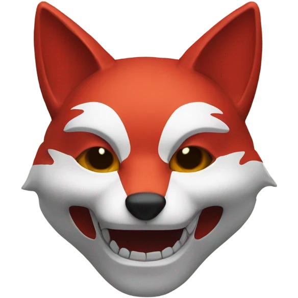 red kitsune mask, slight smile emoji