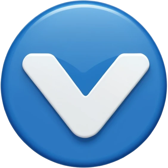 a small, round deep blue badge with a white check mark in the center, similar in style to the verification badge seen on social media emoji