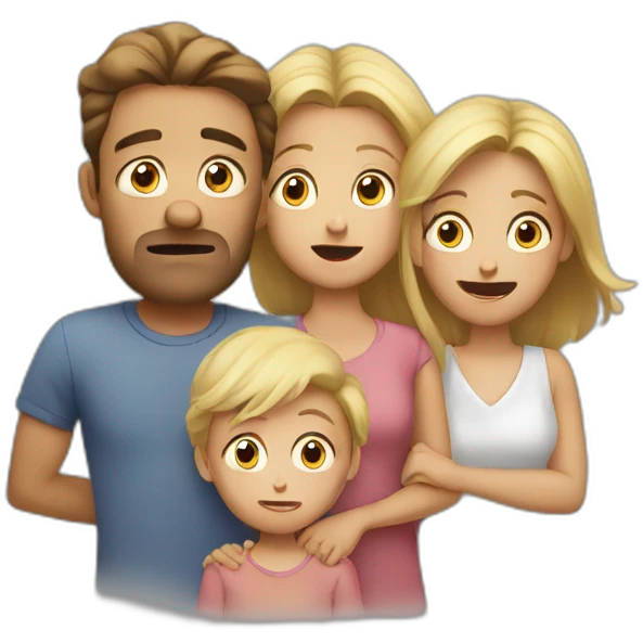 Scared family of 4 white people emoji
