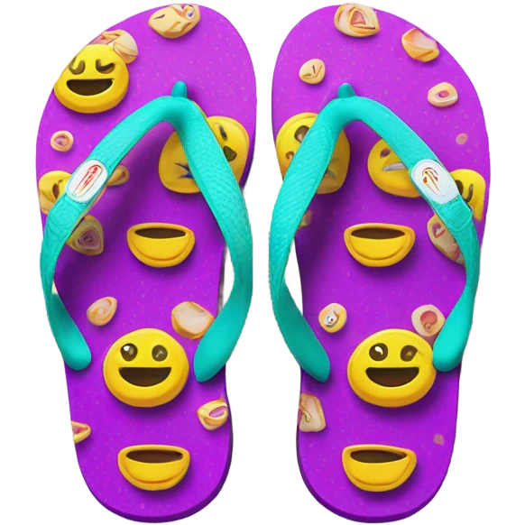 Flip flops with a face emoji