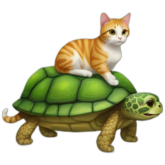 Cat on turtle  emoji