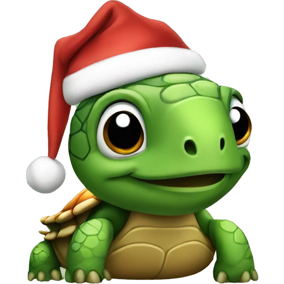 A turtle wearing a Santa hat emoji