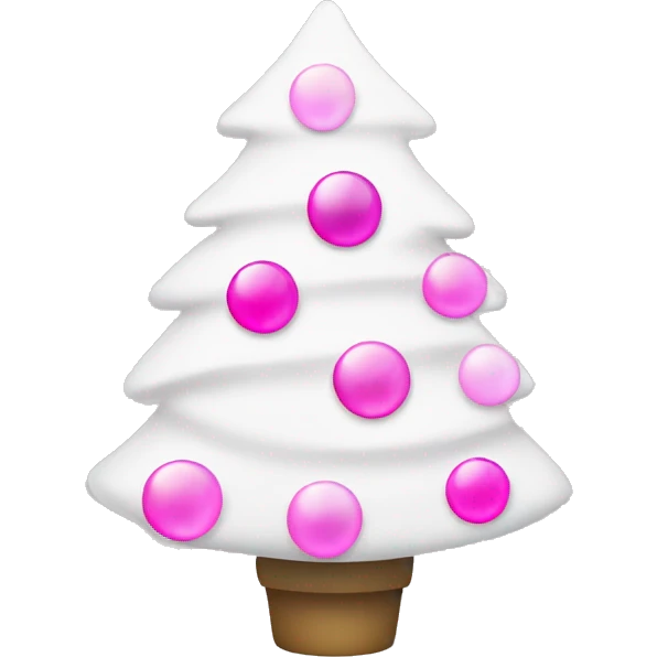 white christmas tree with different shades of pink bulbs and lights emoji