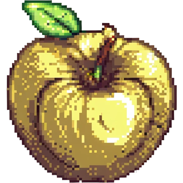 golden apple pixel art with a shiny highlight emoji