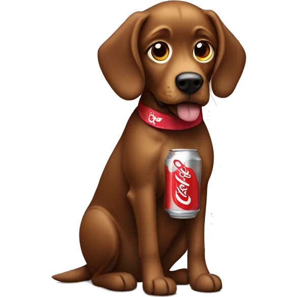 Brown dog with a Diet Coke  emoji