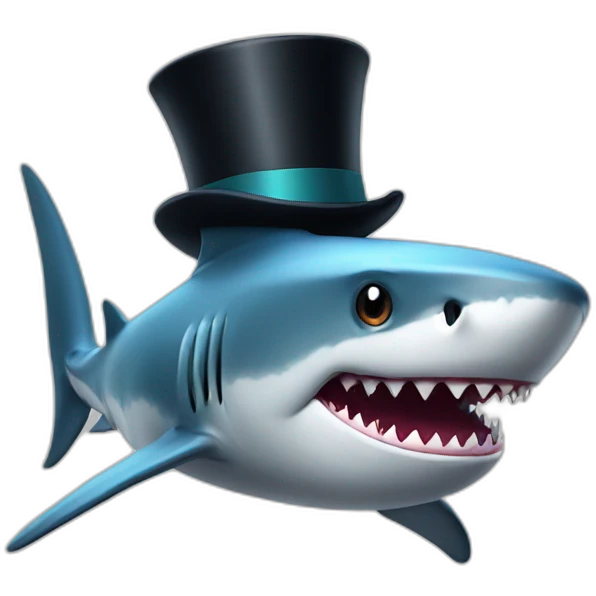 Shark with a top hat emoji