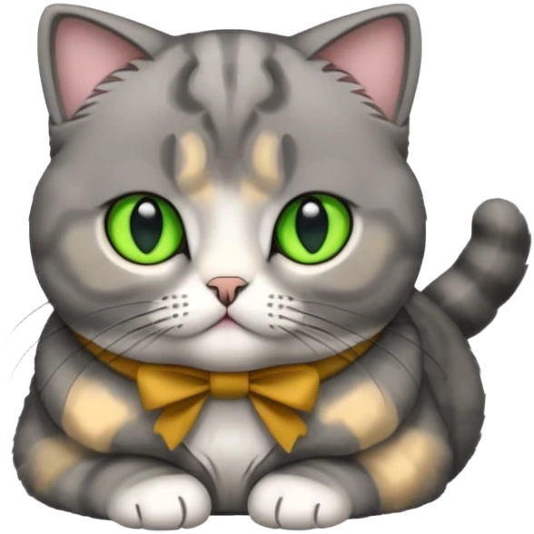 scottish fold cat with folded ears and all fur gray emoji