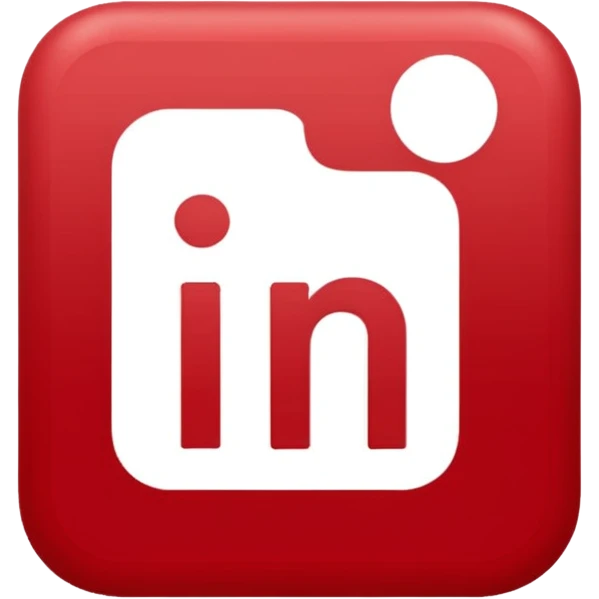 logo linkedin en blanc et rouge emoji