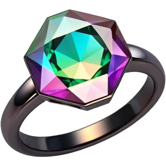 Multichrome coloringshifting 3D diamond, Black chrome ring
 emoji