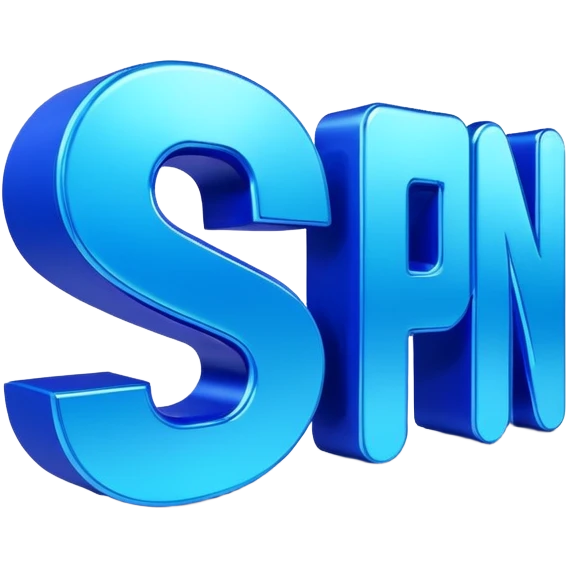 3D-rendered digital text that reads '!spin 123456' in bold, futuristic lettering. The letters are glossy, vibrant electric blue with metallic reflections and subtle neon edges.  emoji