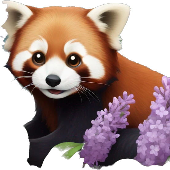Red panda in lilacs emoji