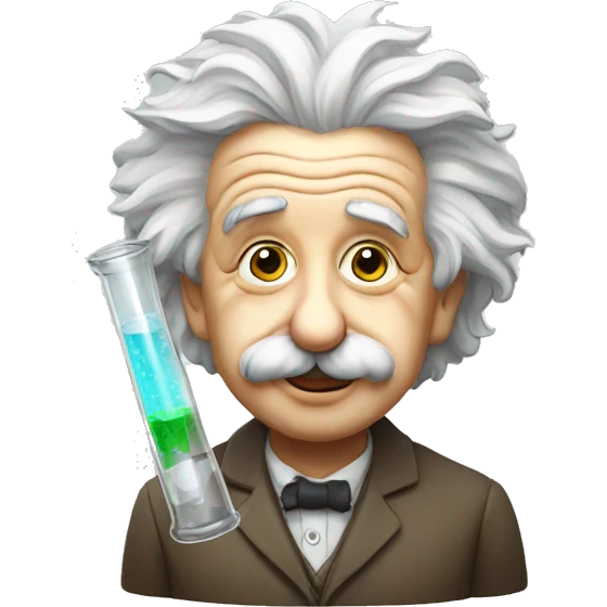 albert einstein with test tube emoji