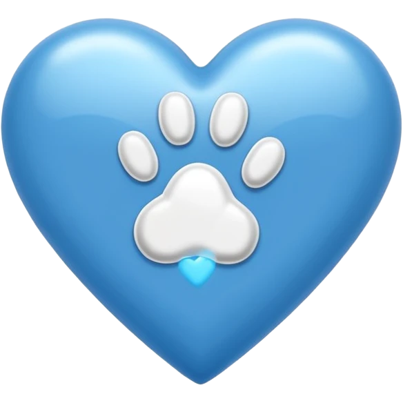 Blue heart with a paw print inside emoji