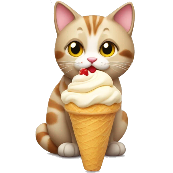 Cat eating ice cream emoji