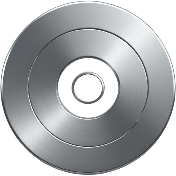 metallic disc emoji, brushed chrome surface, clean geometry, futuristic minimal 3D style, isolated on white emoji