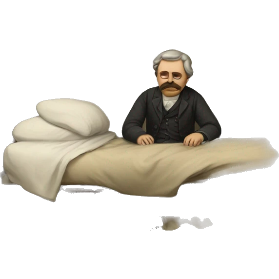 A sick man on a bed in 1870 emoji