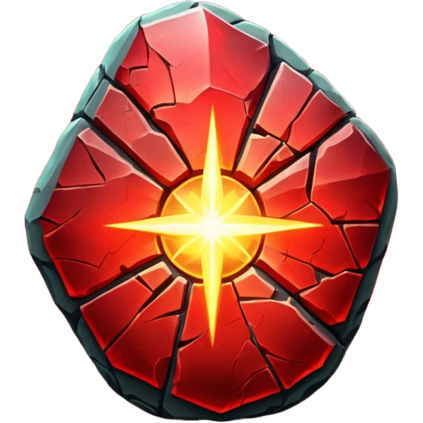 magical stone red bright light shine through cracks emoji