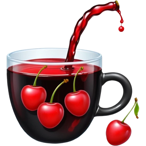 Cup of black liquid with cherrys floating in it emoji