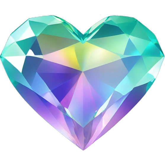 Heart shaped 56-carat iridescent diamond emoji