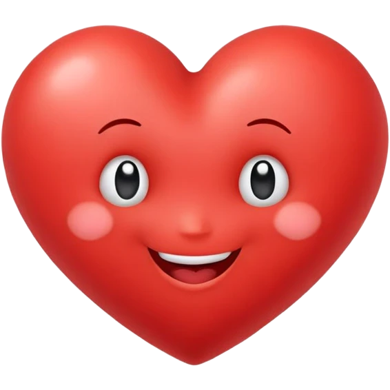 A cute red heart cartoon with a happy face, where the two top lobes of the heart are rounded and designed to look exactly like butt cheeks emoji