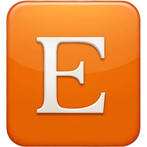 make me an emoji of a orange square with a white E in the center large E must have times new roman font emoji