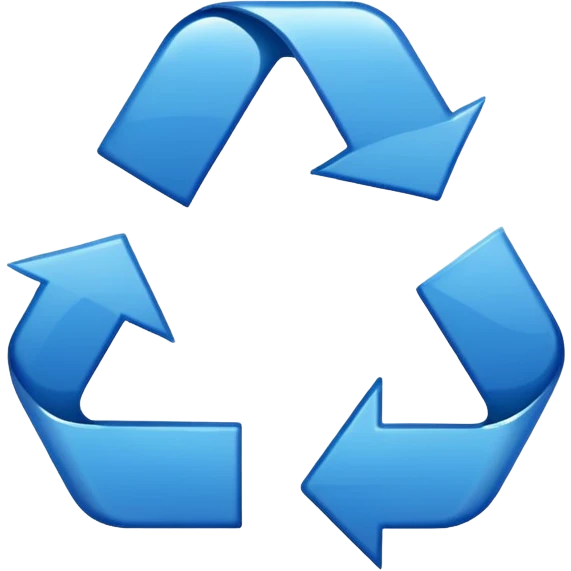 CIRCULO COM SETASSIMBOLO DE RECICLEAGEM REDONDO AZUL E UMA CRUZ NO MEIO emoji