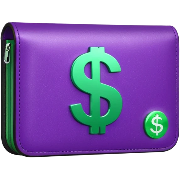 glitter purple wallet $ green symbol emoji