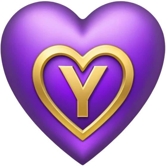 The golden Letter “Y” inside a Purple Heart emoji