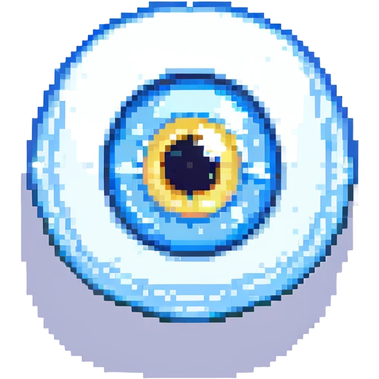 a single light blue eye, pixel art style emoji