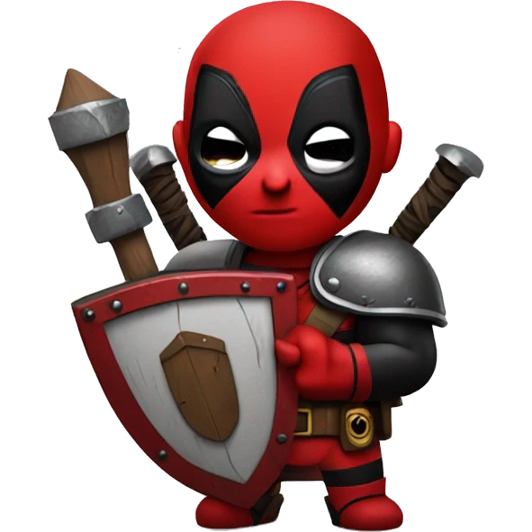 Deadpool holding Viking shield emoji