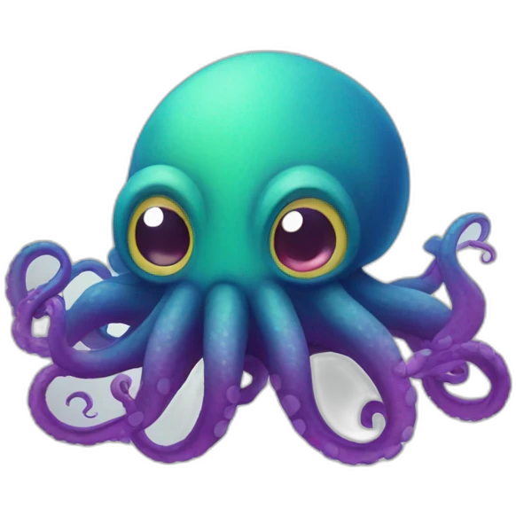 a multi-colored kraken who is afraid emoji