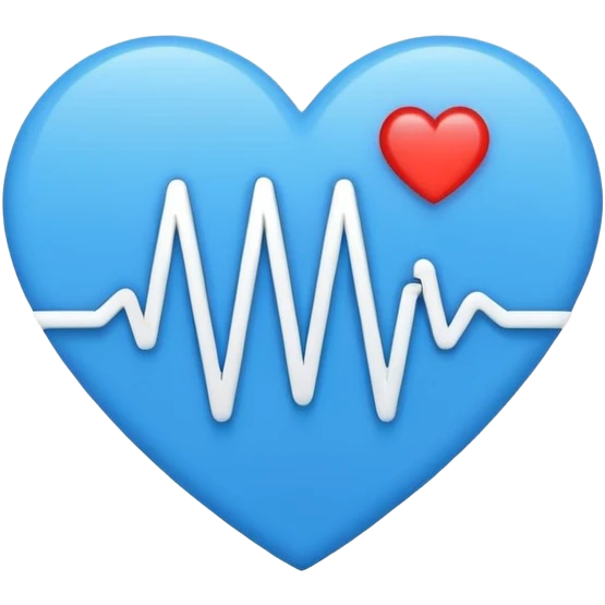 Minimal medical AI logo, heart + signal wave, flat emoji style, clean, modern, blue and white emoji