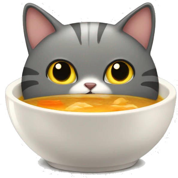 Cat eating soup emoji