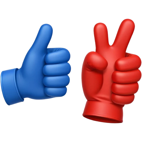 #1 glove thumbs up in blue (#00A3E0) and red (#F9423A)  emoji