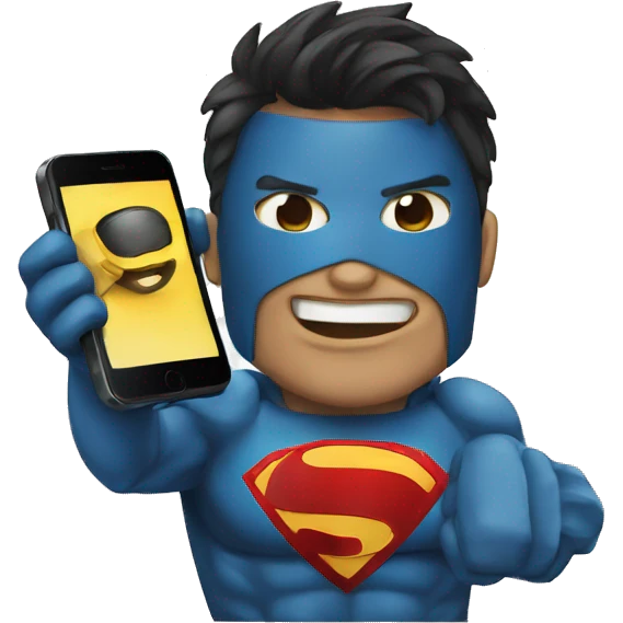 superhero with iphpone emoji
