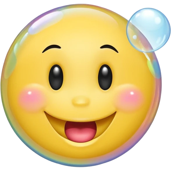 Smiley face blowing bubble emoji
