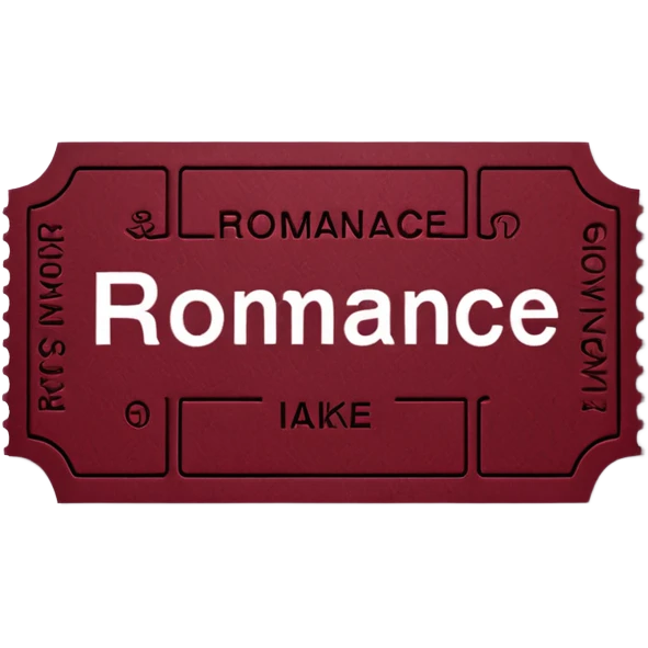 burgundy ticket with the word romance on it emoji