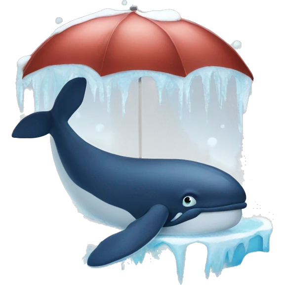 E whale freezing from cold emoji